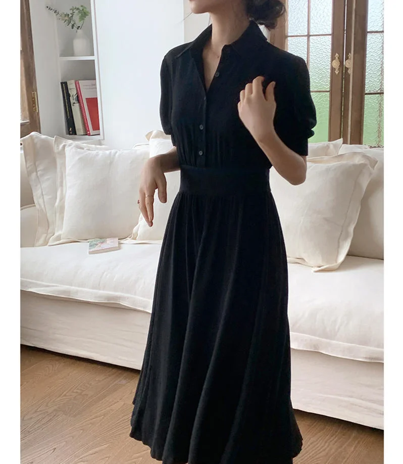 

2021 New Summer Shirt Dress Evening Female Vintage Dress Party Oversize Short Sleeve Beach Women Dresses Robe Vestido Prom Pure