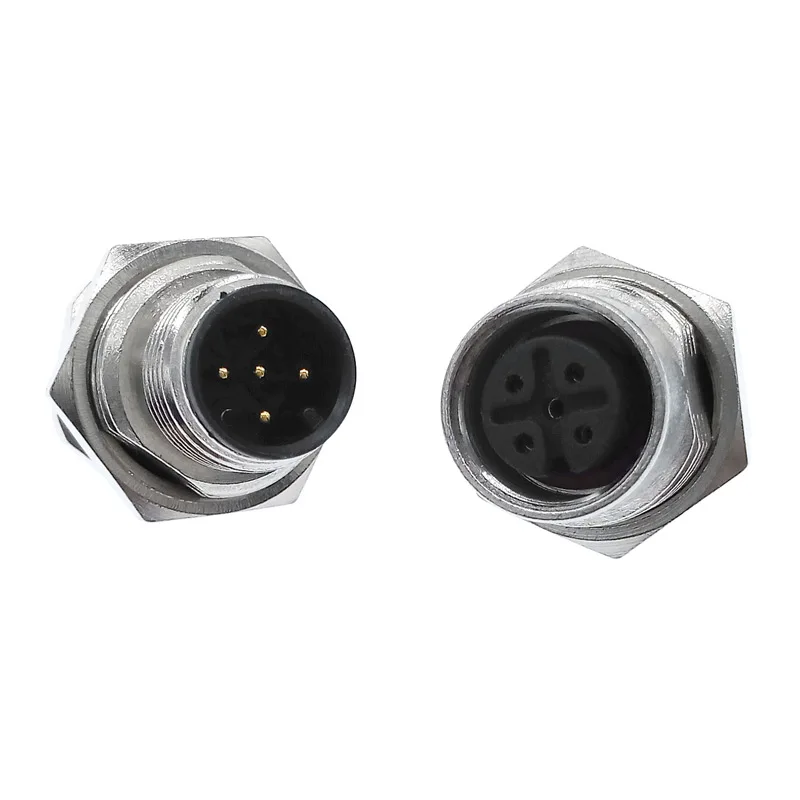 Front nut flange socket 4 5 8pin screw threaded male female M12 M16 waterproof connectors PCB sensor connector panel