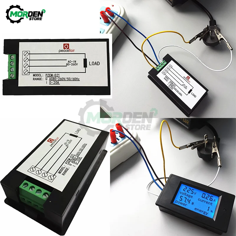 20A/50A/100A DC 6.5-100V AC 80-260V 4 in 1 LCD Digital Voltmeter Ammeter DC Voltage Current Power Energy Meter Detector Shunt