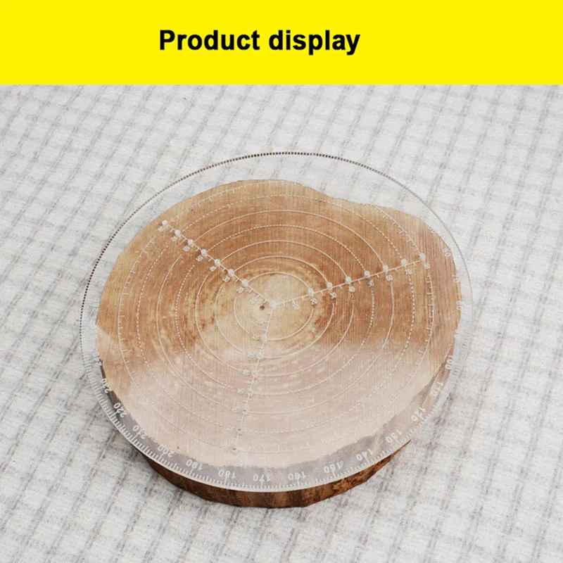 Regla de centrado de carpintería transparente, ángulo de 360 grados, línea central redonda, trazado, calibre de diseño, herramienta de bricolaje para carpintería