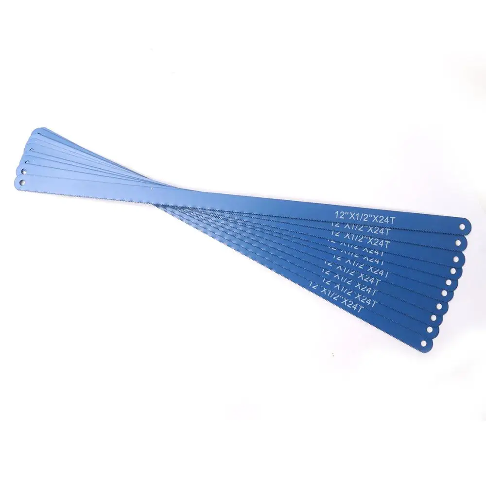 10PCS Dark Blue High Carbon Steel Hacksaw Blades 300mm Long Metalworking Blades for Cutting Metal Tool Accessories