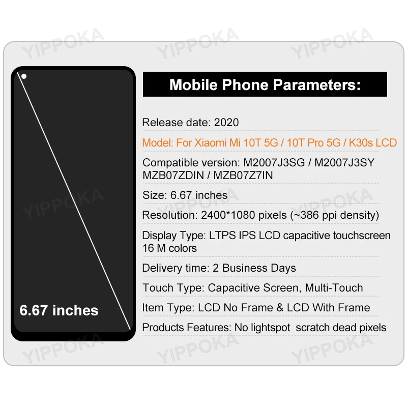 New For Xiaomi Mi 10T 5G LCD Mi 10T Pro Display Touch Screen Digitizer For Xiaomi Redmi K30S LCD Display Replacement Parts