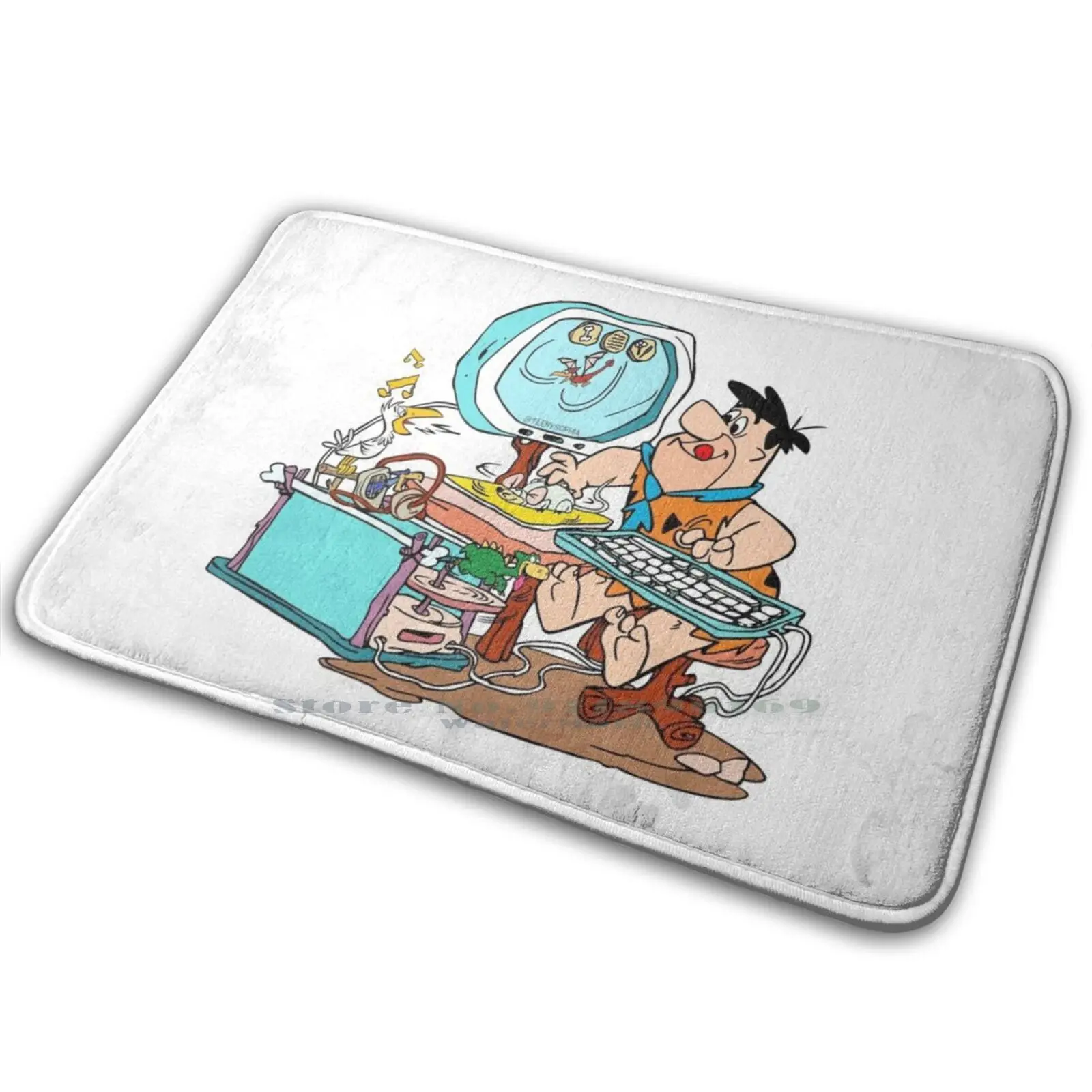 Flintstones Computer Mat Rug Carpet Anti - Slip Bedroom Entrance Door Mat Fred Flintstone Cartoons Toons Hannah Barbera Stone Ag