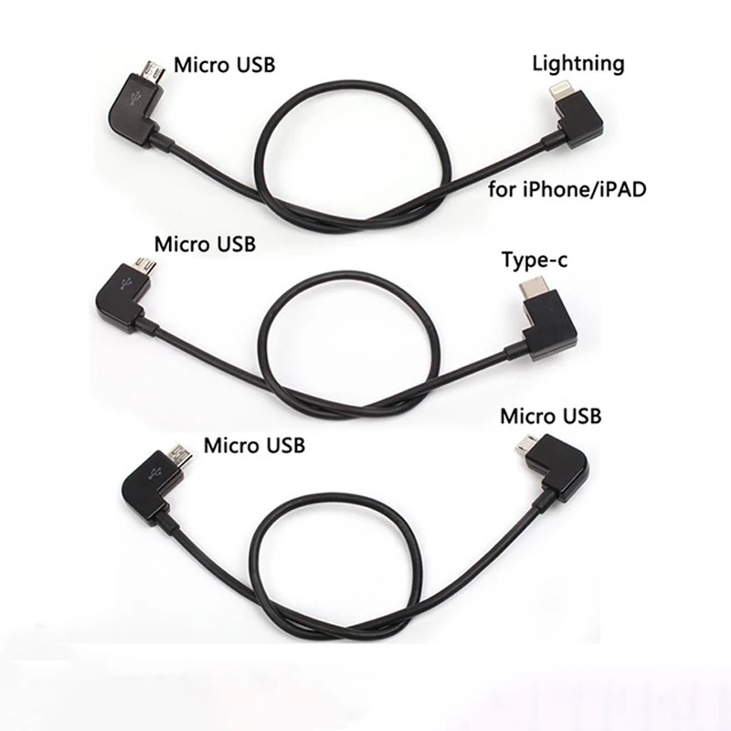 Drone Data Cable For DJI Spark/MAVIC Pro/Mavic 2 Control Micro USB to Lighting/type C/Micro USB line for smartphone For xiaomi