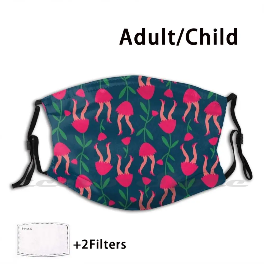 Tulip Pattern Mask Adult Child Washable Pm2.5 Filter Logo Creativity Tulips Legs Pattern Fun Quirky Sarahwouters Sarah Wouters