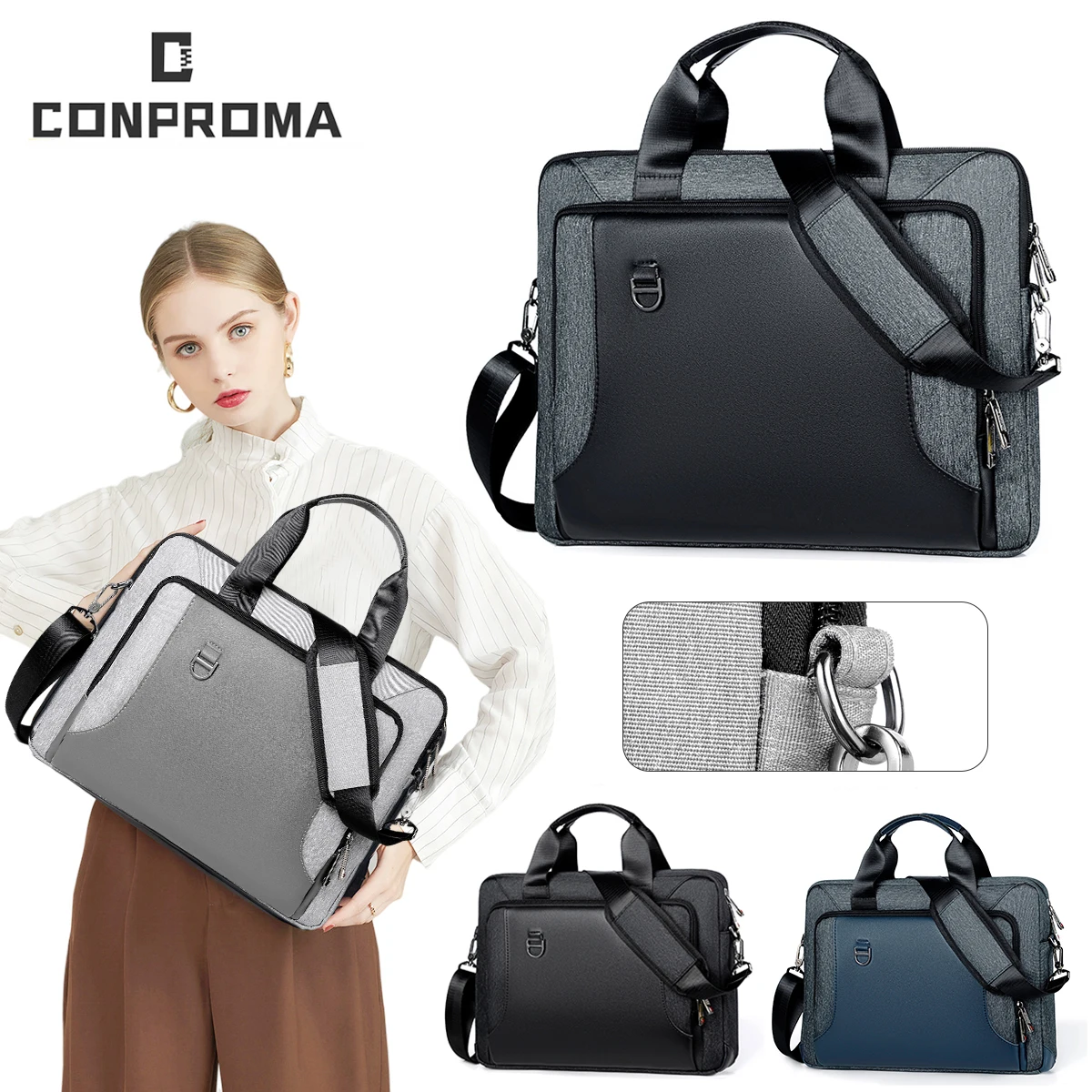 

Laptop Bag Sleeve Computer Shoulder Briefcase 13.3 14 15.6 Inch Men's Handbag Briefcase Shockproof Pu Leather Notebook Bag