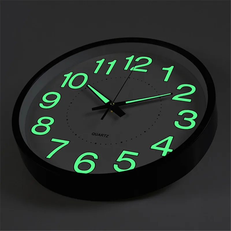 12 inch Luminous Minimalist Wall Clock Modern Design White Quartz Simple Glowing Hanging Clocks Bedroom Living Room Decoration