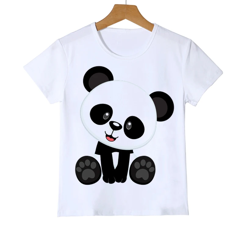 Kids T-shirt Cute and Funny Panda Monkey Animal Collection Cartoon Pattern T Shirt Summer Boys and Girls White Short Sleeve Tops