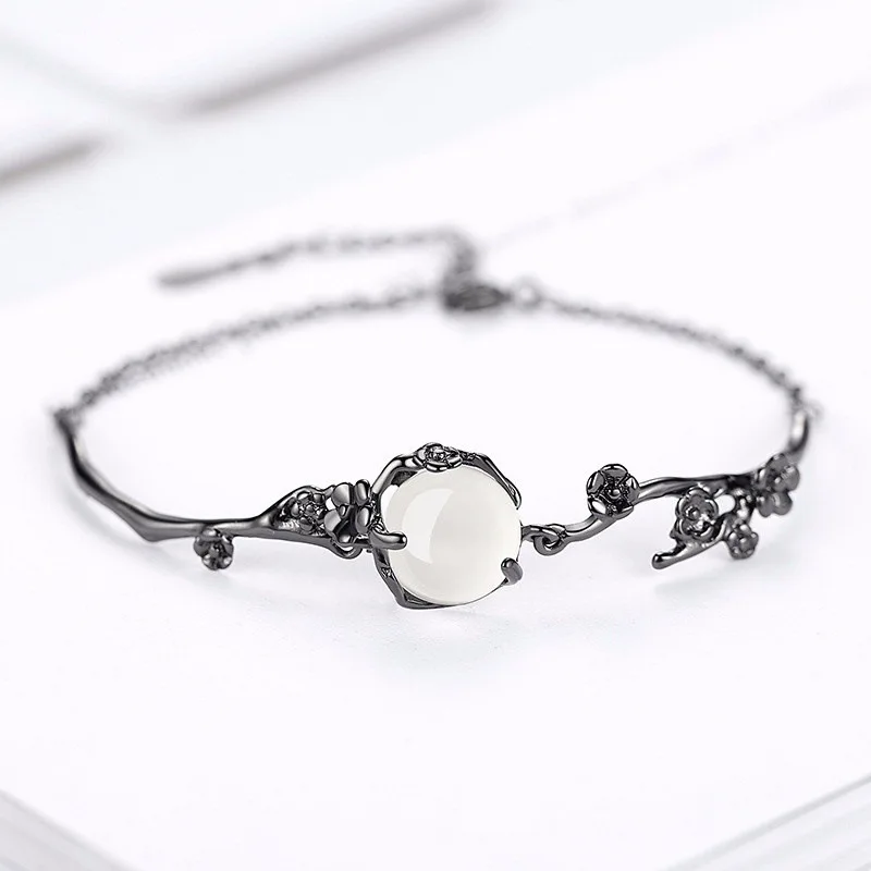 Huitan Vintage Bracelet with White Moonstone Prong Setting Best Anniversary Gift Adjustable Fashion Bracelets for Women