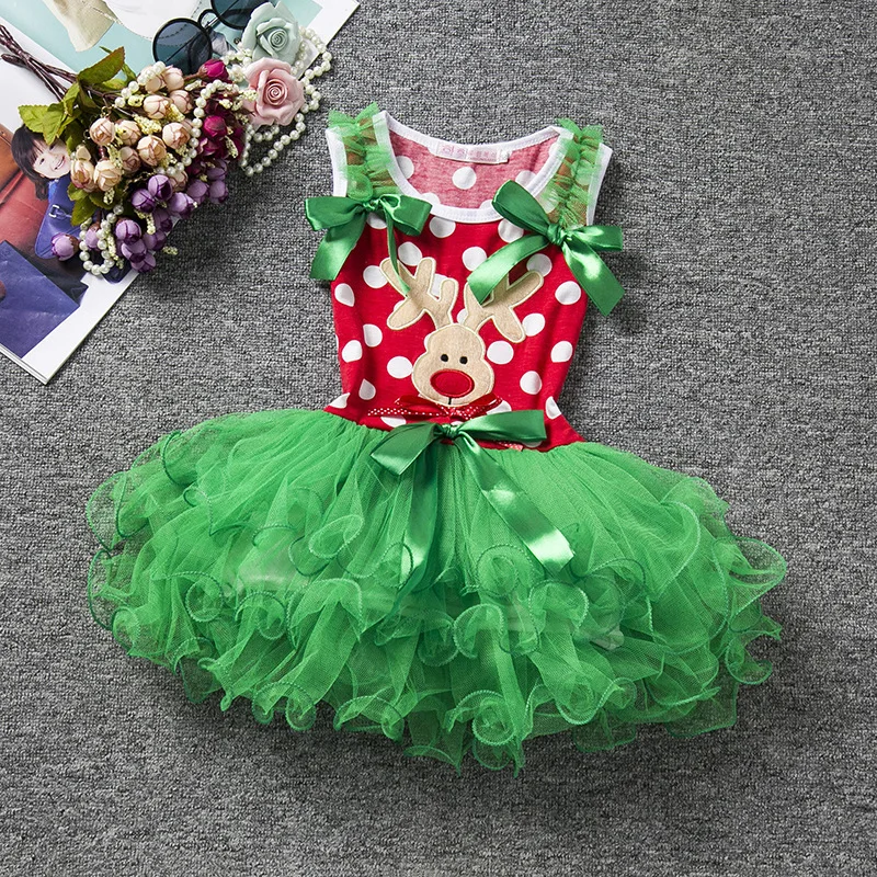 

Fancy New Kids Baby Girls Deer Striped Princess Dress Christmas Outfits Clothes Backelss Summer COSPLAY Dress