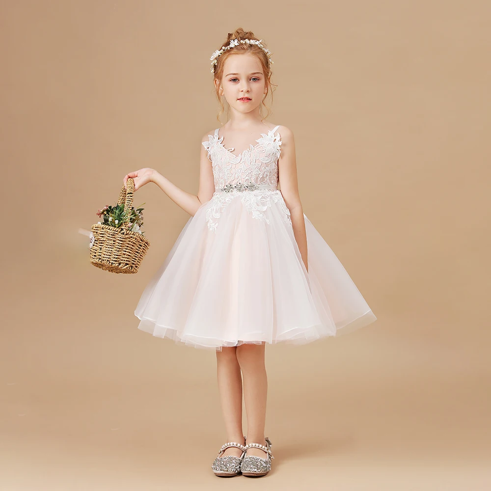 Vestido de flores de línea a para niños, fiesta de cumpleaños de noche, boda, primera comunión, banquete, graduación, ceremonia, evento, celebración de desfile