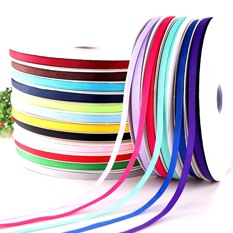 6-10mm 5 Yards Pure Color Whorl Grosgrain Ribbons Wedding Festival Party Decorations Bow Craft Card Gifts Wrapping Supplies DIY