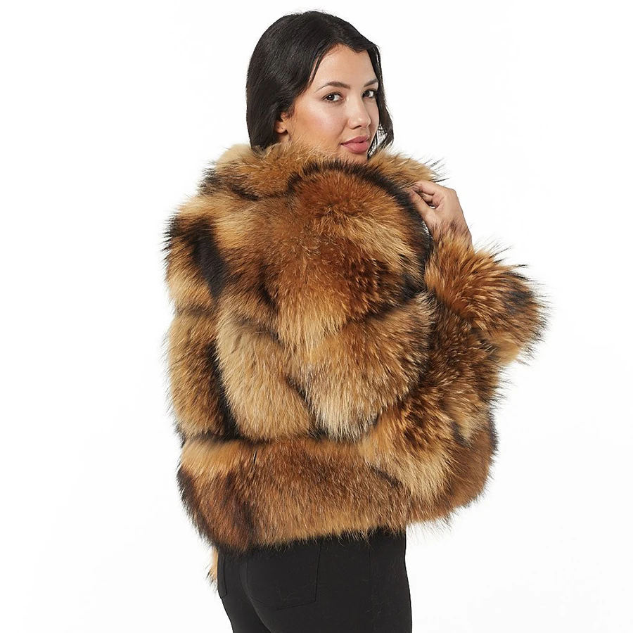 Winter Fur Coat Premium Quality Raccoon Fur Jacket Women Soft Warm Overcoat With Full Sleeve