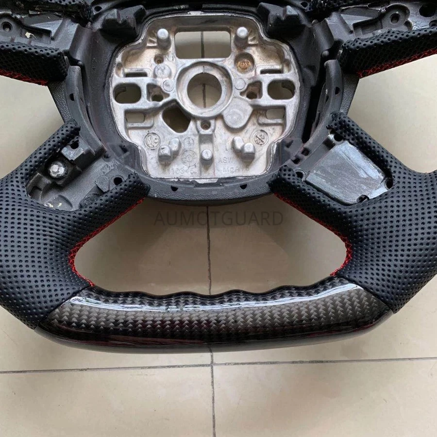 Sporty Carbon Fiber Steering Wheel For Audi A3 A4 A5 A6 A7 Q3 Q5 Q7 fully perforated steering wheel flat bottom steering wheel