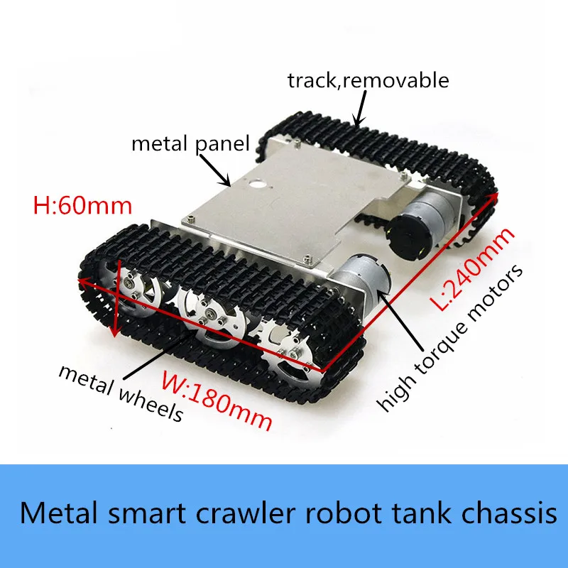 

3KG Load Metal Smart Crawler Robot Tank Chassis Kit 2pcs High Torque 12V DC Motor Aluminum Alloy Wheel DIY Unassembled Education