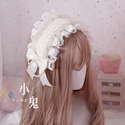 Diadema japonesa de Lolita para niña, diadema de princesa Retro, lazo de encaje, Clip para el cabello, A326