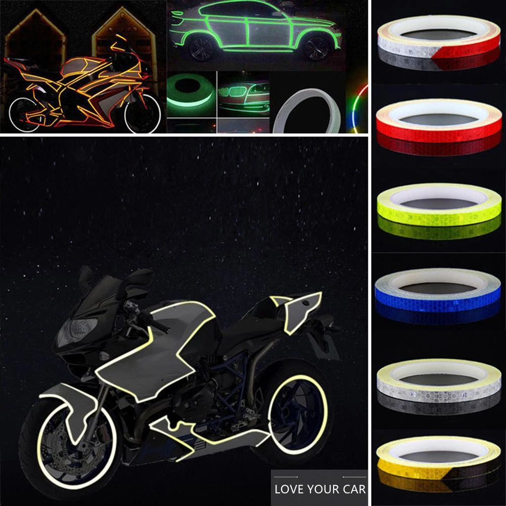 Reflective Sticker Tape Car Motorcycle Bike Truck Body Stripe DIY Self Adhesive Decal Decor Reflective Strip