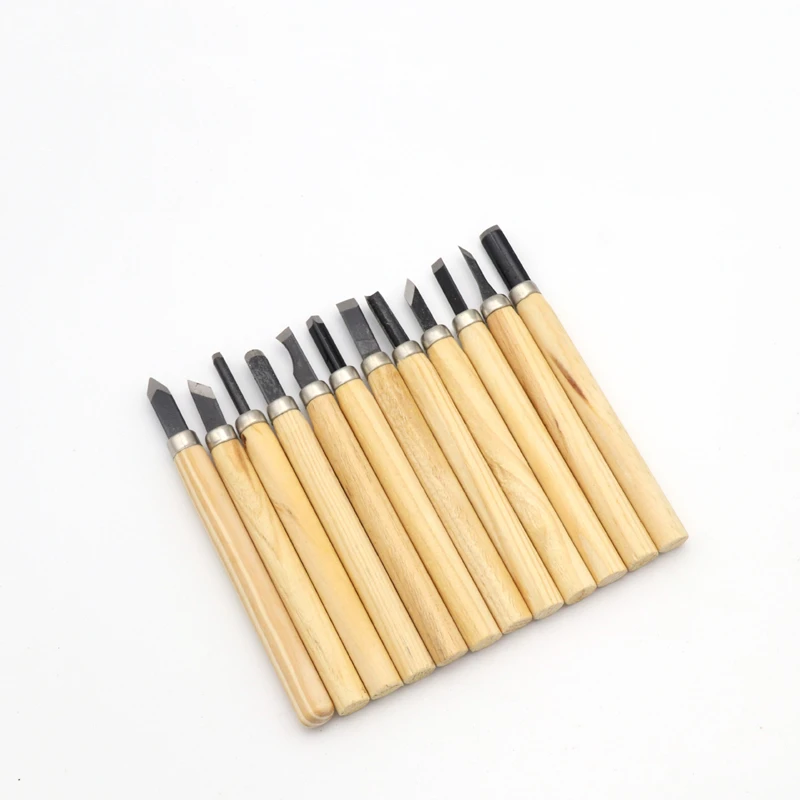 Coltello per scalpelli per intaglio del legno per studenti principianti 12pcs per utensili fai-da-te di base tagliati in legno e utensili manuali per sgorbie dettagliate per la lavorazione del legno