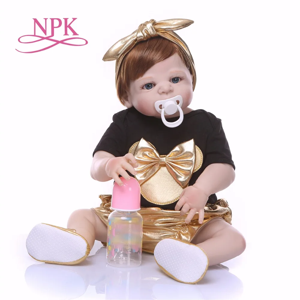 

NPK Brand 56cm Silicone Full Body Reborn Doll Alive Lifelike Princess Baby Doll For Children Kid Kids Xmas Toy Gift waterproof