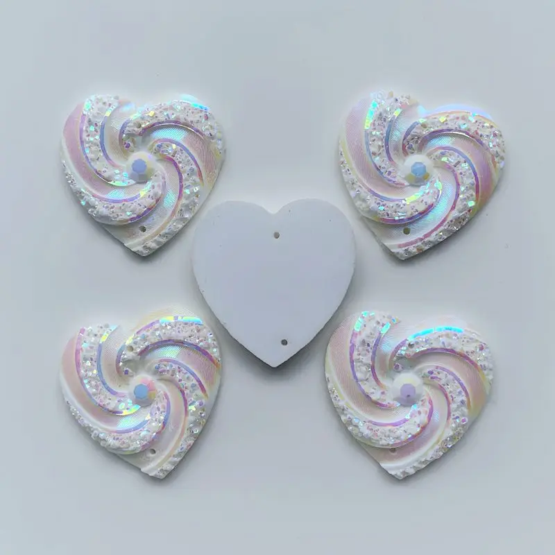 29mm Heart AB Crystal Rhinestone Applique Flat Back Resin Gems Non Sewn Strass Crystal Stones for DIY Crafts