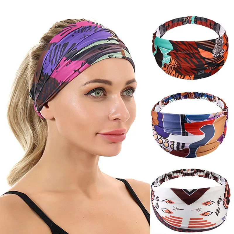 

Fashion Women Headband Bohemia Style Elastic Head Wrap Bandana Sports Yoga Absorb Sweat Hairband Hair Accessories