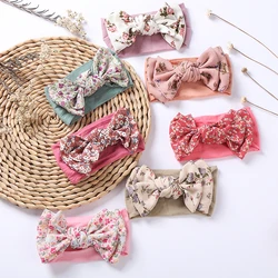 Flower Print Chiffon Big Bowknot Headwraps Soft Elastic Nylon Hair Bands Fashion Baby Girl Headband Sweet Bohemia Accessories