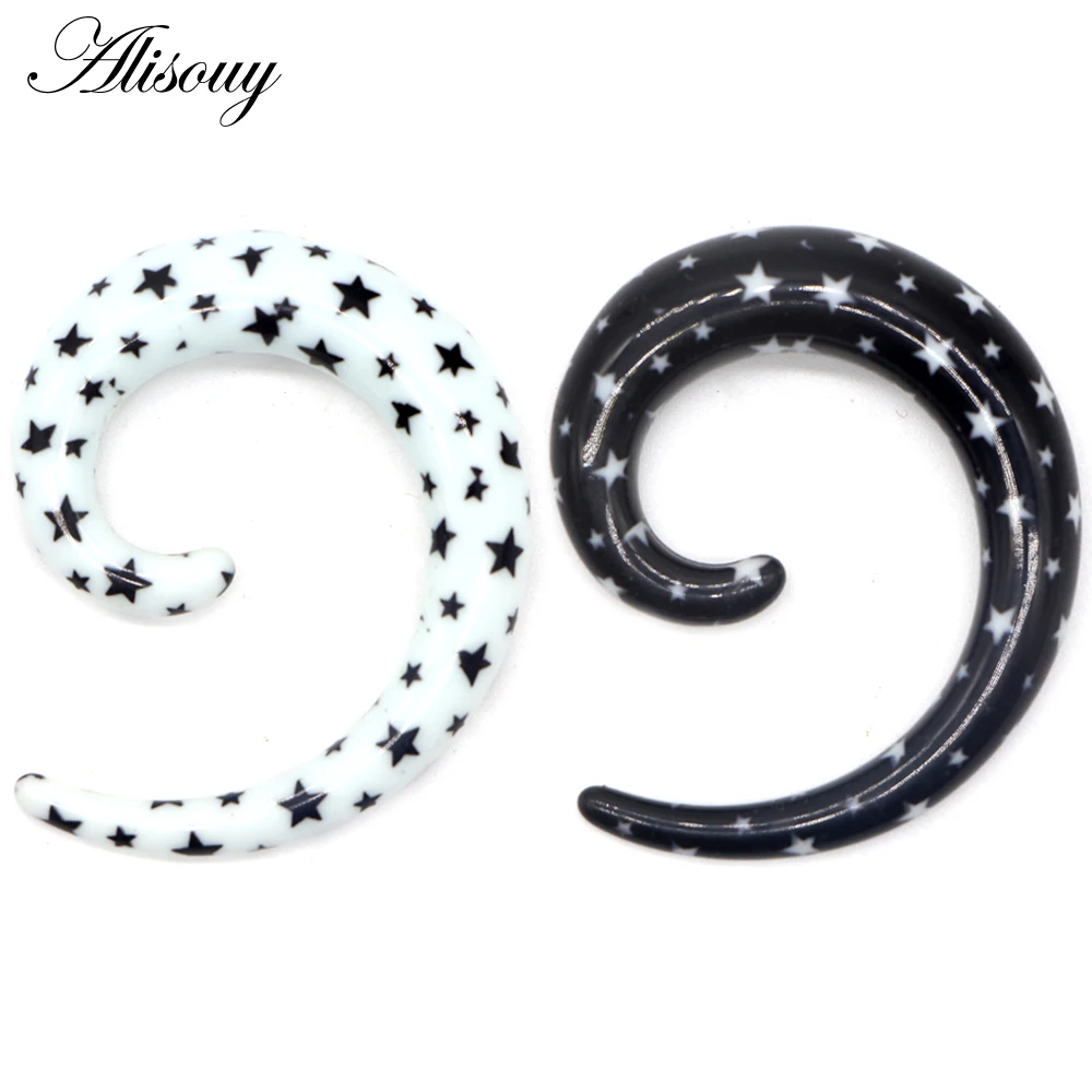 Alisouy 2pc 10mm Acrylic Spiral Ear Plug Stretching Tapers Body Jewelry Acrylic Ear Tapers Ear Expander Tunnel body jewelry