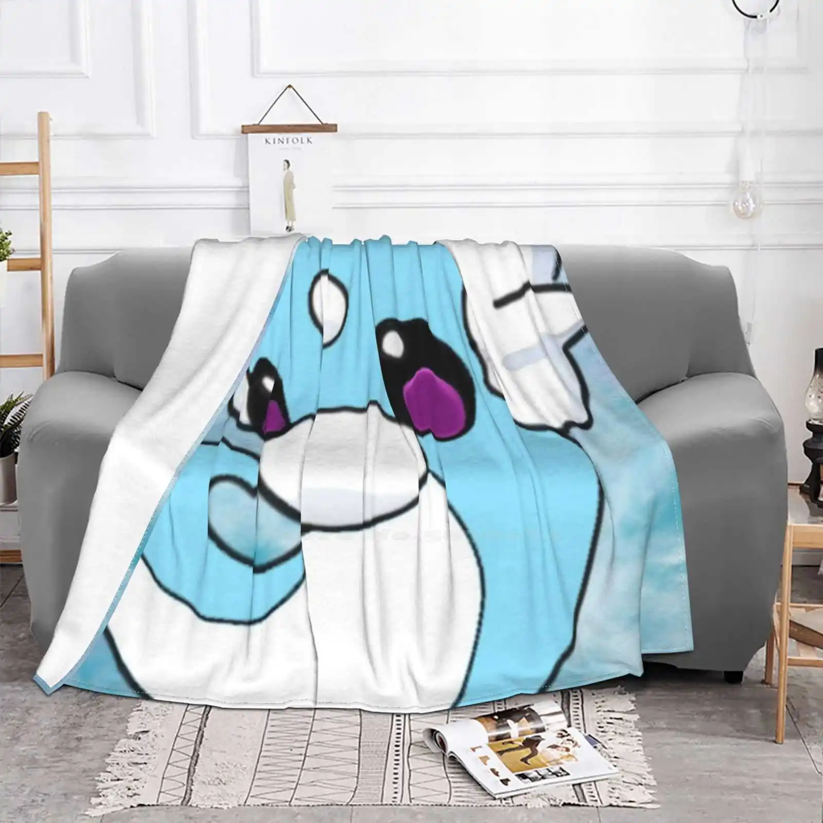 Cute Chibi Dratini New Selling Custom Print Flannel Soft Blanket Dratini Chibi Watercolor Blue Art By Raidyn Raidyn Bass