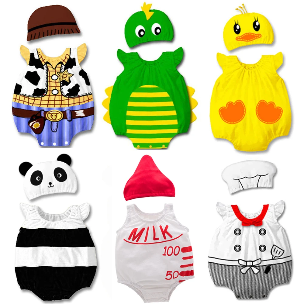 

Umorden Infant Toddler Baby Cartoon Dinosaur Panda Chef Duck Cowboy Costume Summer Short Rompers Bodysuit Halloween Fancy Dress