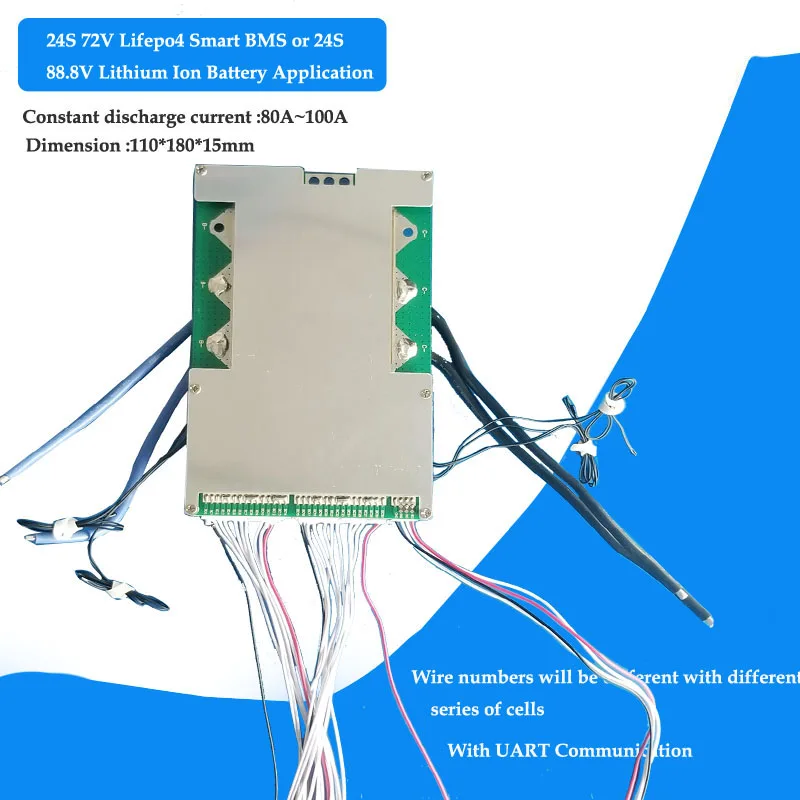 Lifepo4 Smart bluetooth BMS con bluetooth, 20S, 21S, 22S, 23S, 24S, 25S, 26S, 27S, 28S, 29S, 30S, 60V, 72V, 84V, 110V, 126V 100A