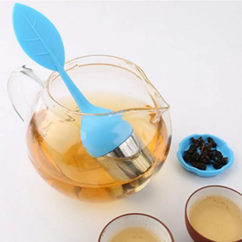 20pcs/lot New Leaf Shape Silicone Tea Infuser Strainer Teaspoon Filter Tea Accessories Convenient Tea Bags