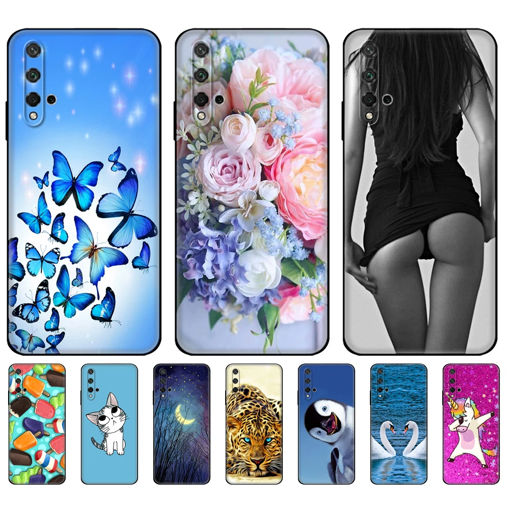 For Honor 20 Case Silicon Back Cover Phone Case For Huawei Honor 20 Honor20 YAL-L21 YAL-L41 Luxury Cartoon black tpu case