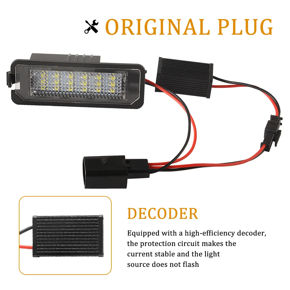 Car LED License Number Plate Light 12V 3W 18SMD Error-Free Bulb For VW Golf MK4 MK5 MK6 Passat Polo CC Eos VW NEW Beetle II 2006 - view 5