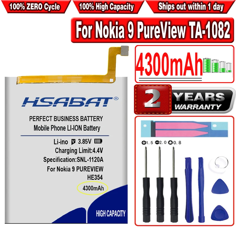 HSABAT 4300mAh HE354 Battery for Nokia 9 PureView TA-1082 TA-1087