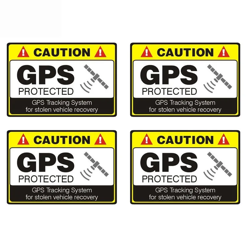 

Dawasaru 4X CAUTION GPS PROTECTED Car Sticker Laptop Truck Motorcycle Auto Accessories Decoration PVC,12cm*8cm