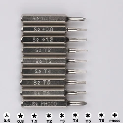 Bocados da chave de fenda H4, Torx, T2, T3, T4, T5, T6, PH000, Pentalobe 0,8, 1,2 para o iPhone X, 11, 12, Macbook Air, pro, 9 PCes, 3 