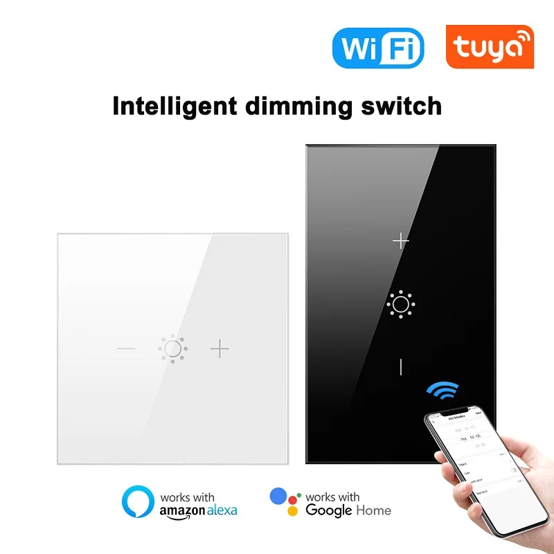 

Tuya Smart WiFi Wall Touch Dimmer Switch Glass Panel Wireless European And American Voice Control App