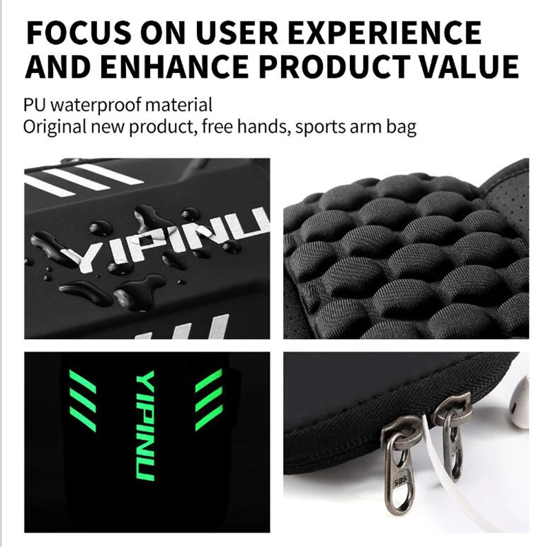 Men Women Waterproof Reflective Sports Arm Bag Fitness Night Running Jogging Cycling Phone Case Holder Wallet Armband Pouch