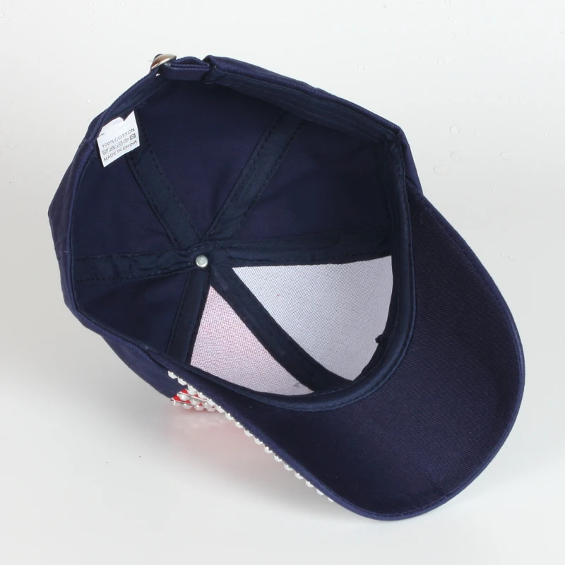 American Flag BaseballCap Rhinestone Star Denim Hat Snapback Hop Flat Hat 4