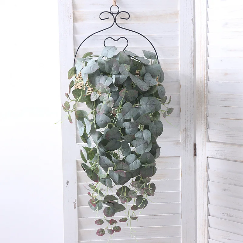 Artificial Wall Flowers Green Hanging Eucalyptus Fake Plant Leaves Vine Home Christmas Decor Rattan Wedding Backdrop Arrangement