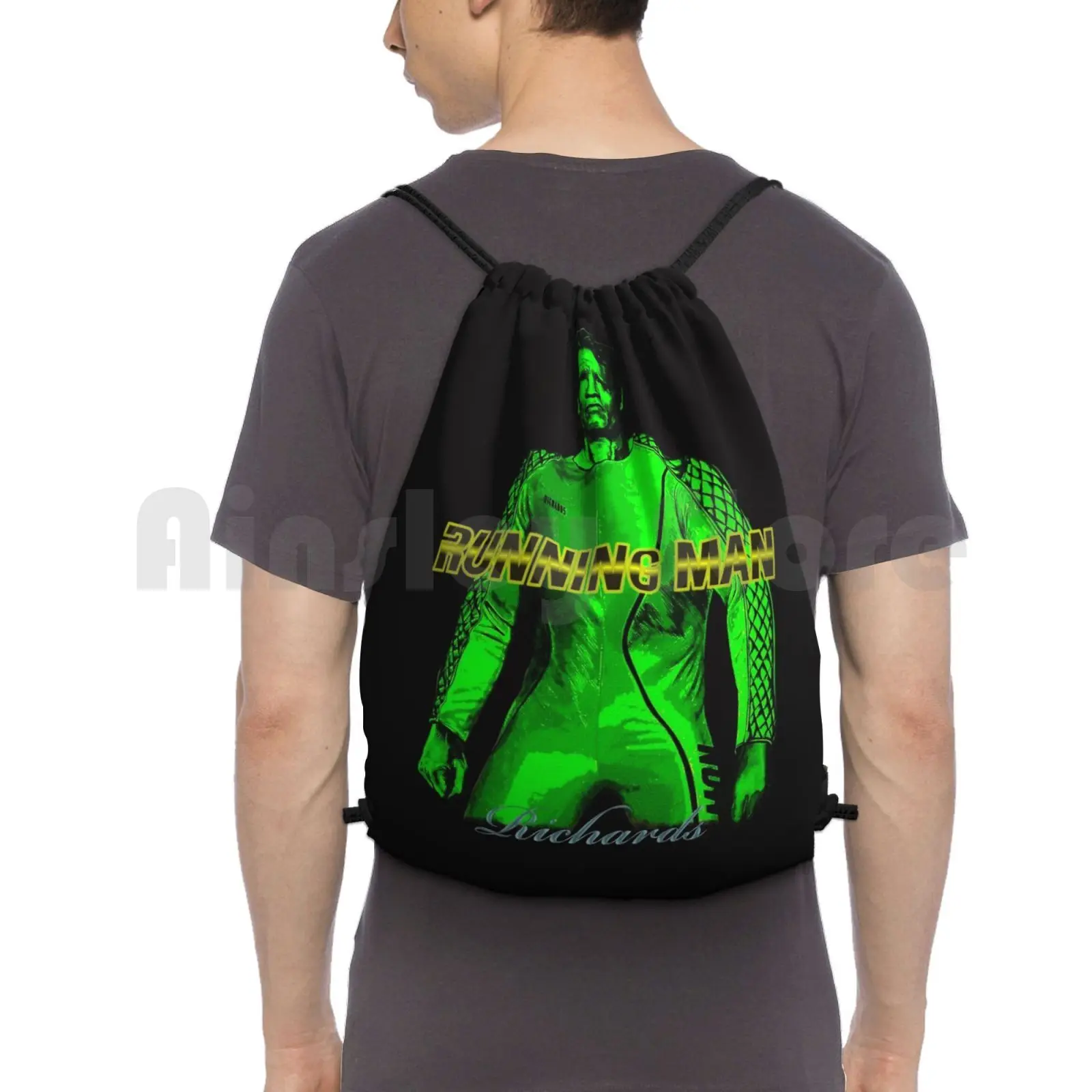 Arnold Running Backpack Drawstring Bags Gym Bag Waterproof Arnolrd Running Man Race Against Death Movies Action Run