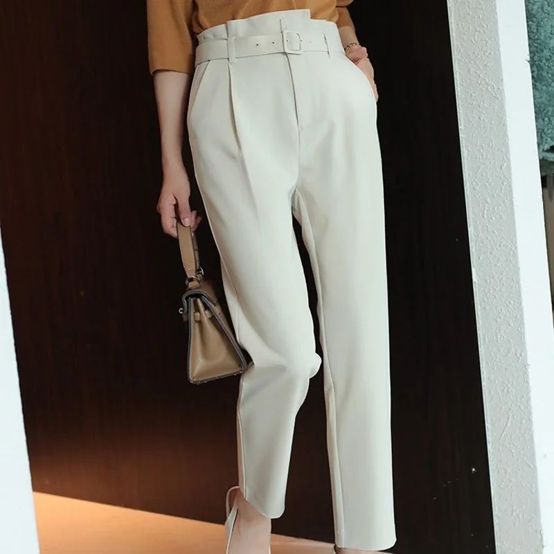 Spring 2022 Autumn New Fashion Womens Suits Pants High Waist Solid Concise Korean Style Office Lady Elegant Casual Pants