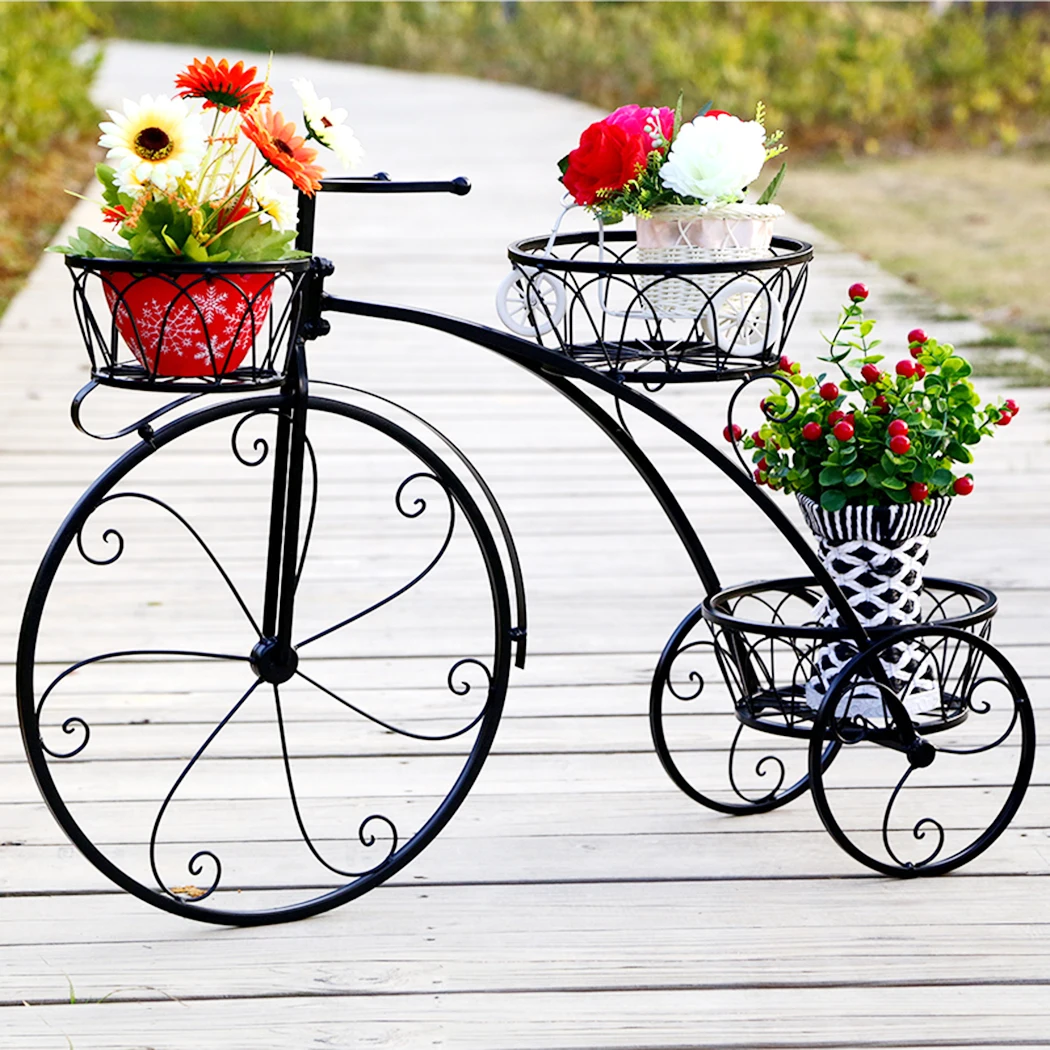 Tricycle Plant Stand Flower Pot Cart Bicycle Holder Rack for Home Garden Patio