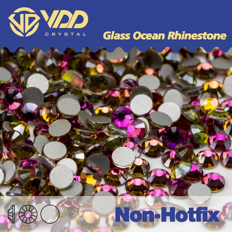 VDD 038 Rose Flare Glass Crystal Non-Hotfix Rhinestones Flatback Strass Glitter Stones 3D Nail Art Accessories DIY стразы