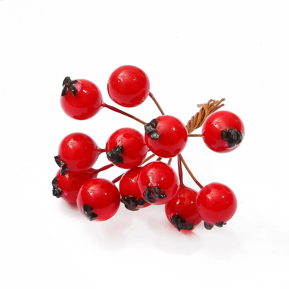 2020 Artificial Flower Bouquet Red Cherry Branch Stamen Berries Bundle DIY Christmas Wedding Cake Gift Box Wreath Party Decor