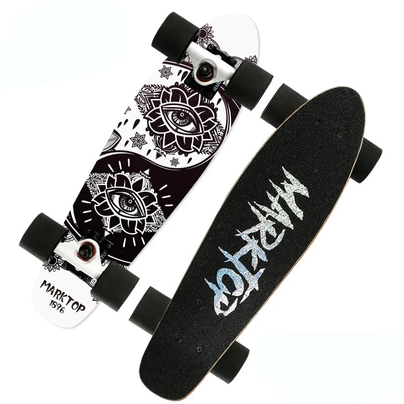 New Four-wheel Double Maple Skateboard Longboard Fishboard Pulley For Adults children Teenagers Outdoor Sports Skateboard Deck