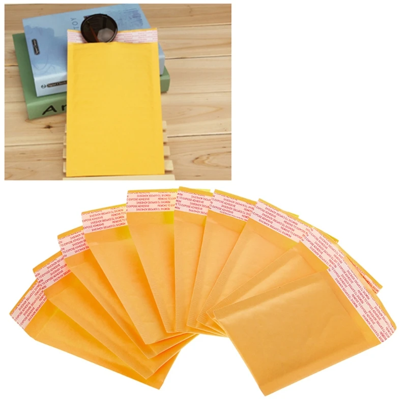 10 pçs kraft bolha mailers amarelo acolchoado sacos envio papel envelopes dropship