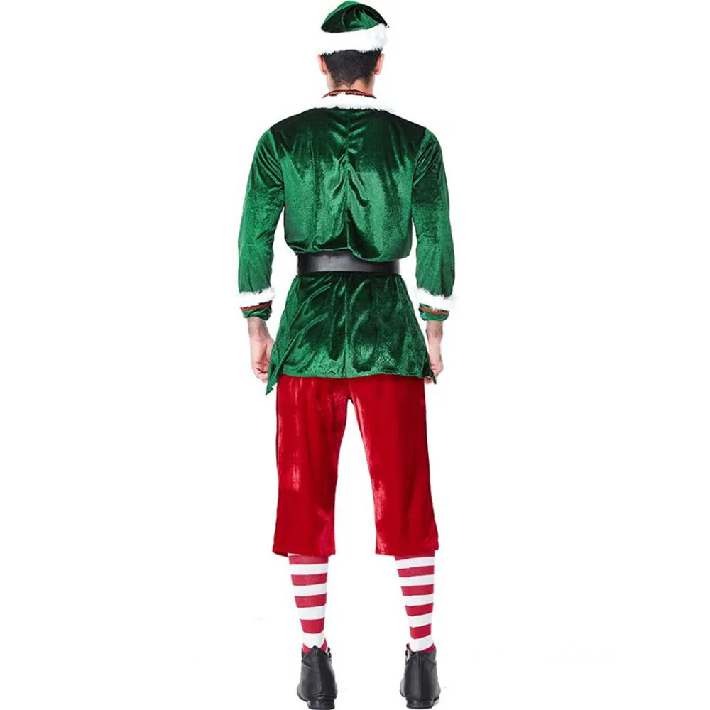 Costume de noël pour hommes et femmes, déguisement elfe vert, Cosplay, famille, fête de noël, nouvel an, ensemble de vêtements pour adultes