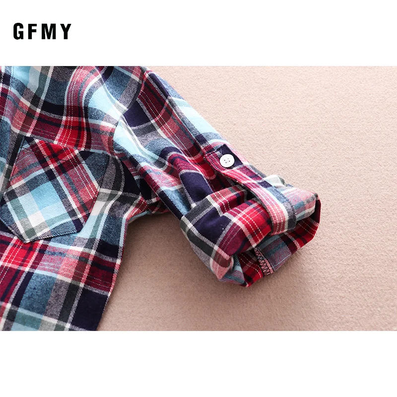 GFMY Hot Sale Boys Shirts Classic Casual Plaid Flannel Children shirts For 2-12 Years Kids Boy Wear