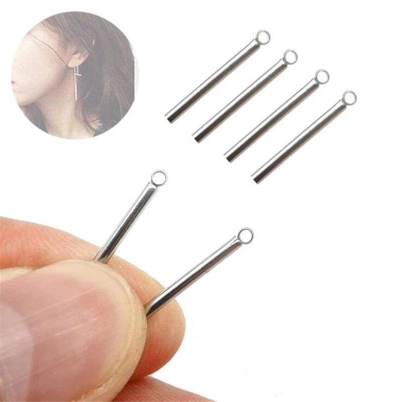 20pc/lot 20 30 40mm Stainless Steel Cylindrical Sticks bar Pendant  for Earrings Findings Necklace Pendant Charms Jewelry Making